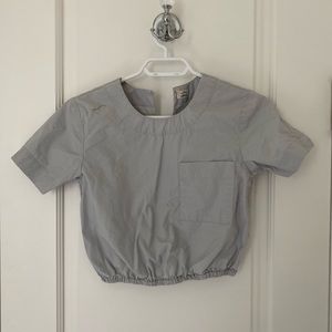 Aritzia Wilfred light blue cropped bubble tee